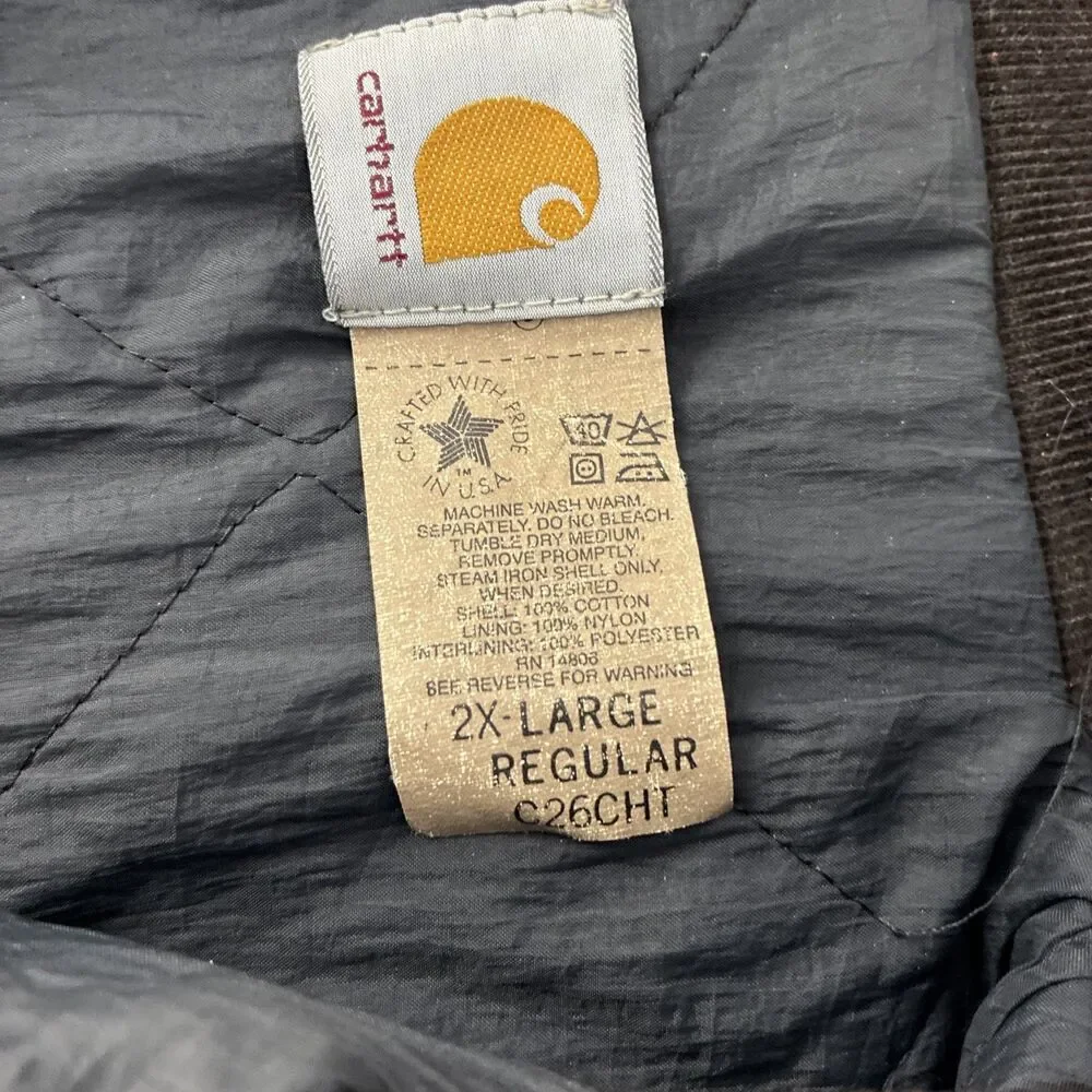 Vintage Carhartt C26CHT Chore Coat Size 2XL Made In USA Duck Jacket Faded Brown